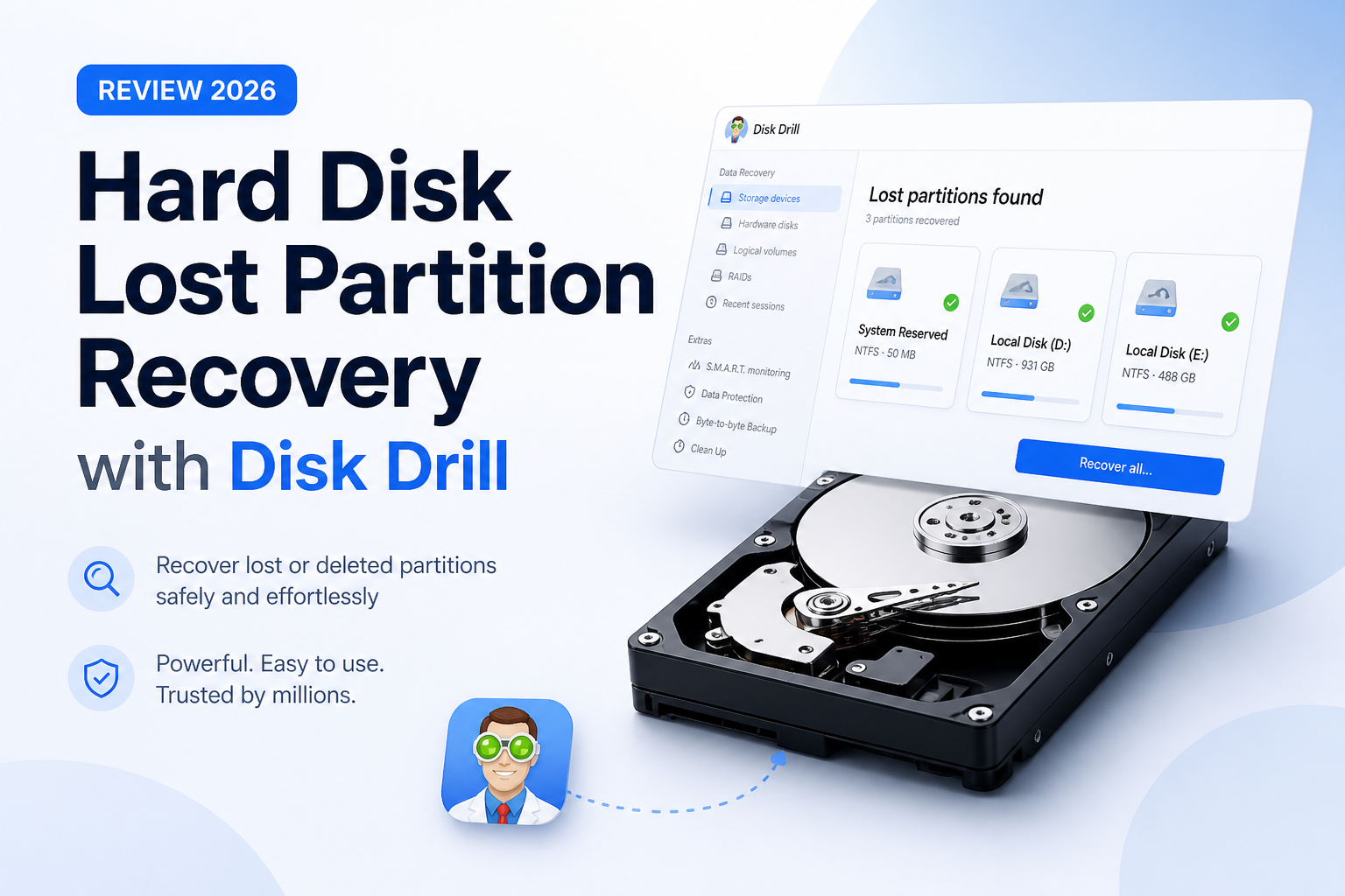 Hard Disk Lost Partition Recovery with Disk Drill: Review 2026